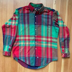 Ralph Lauren Plaid Button Down Shirt Men’s Large 100% Cotton *READ*